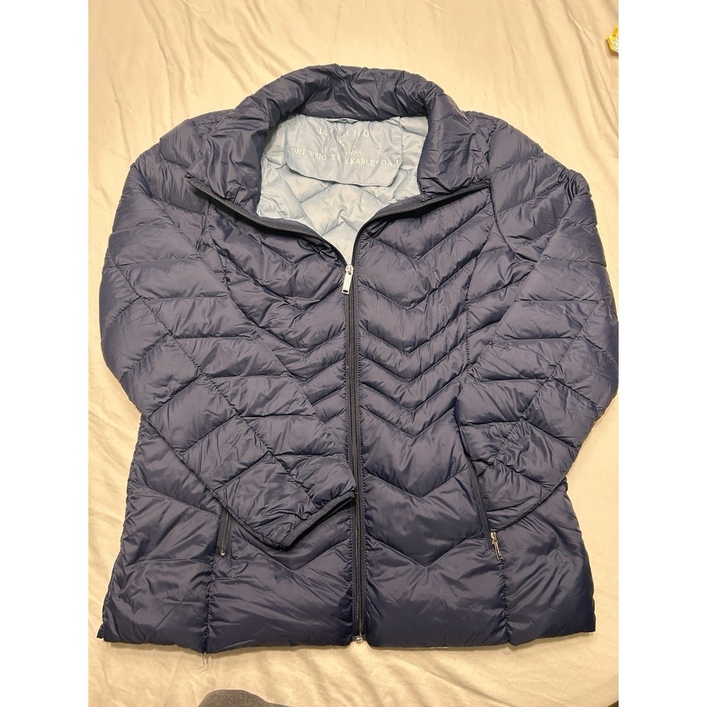 London Fog Jacket Womens Large Blue Packable Lightweight Puffer